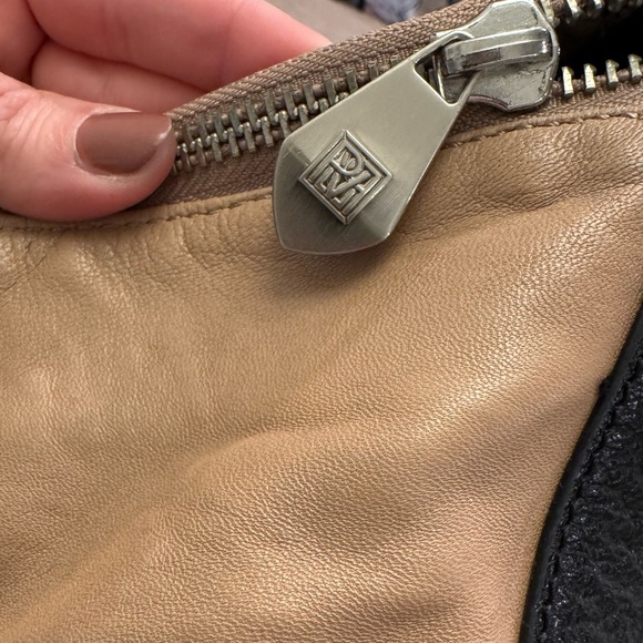 Pour La Victoire Tote Bag Leather & Calf Hair Black Beige Purse Colorblock - Picture 6 of 12